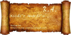 Kolár András névjegykártya
